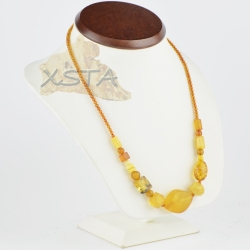 Amber necklace for adults mix cognac yellow